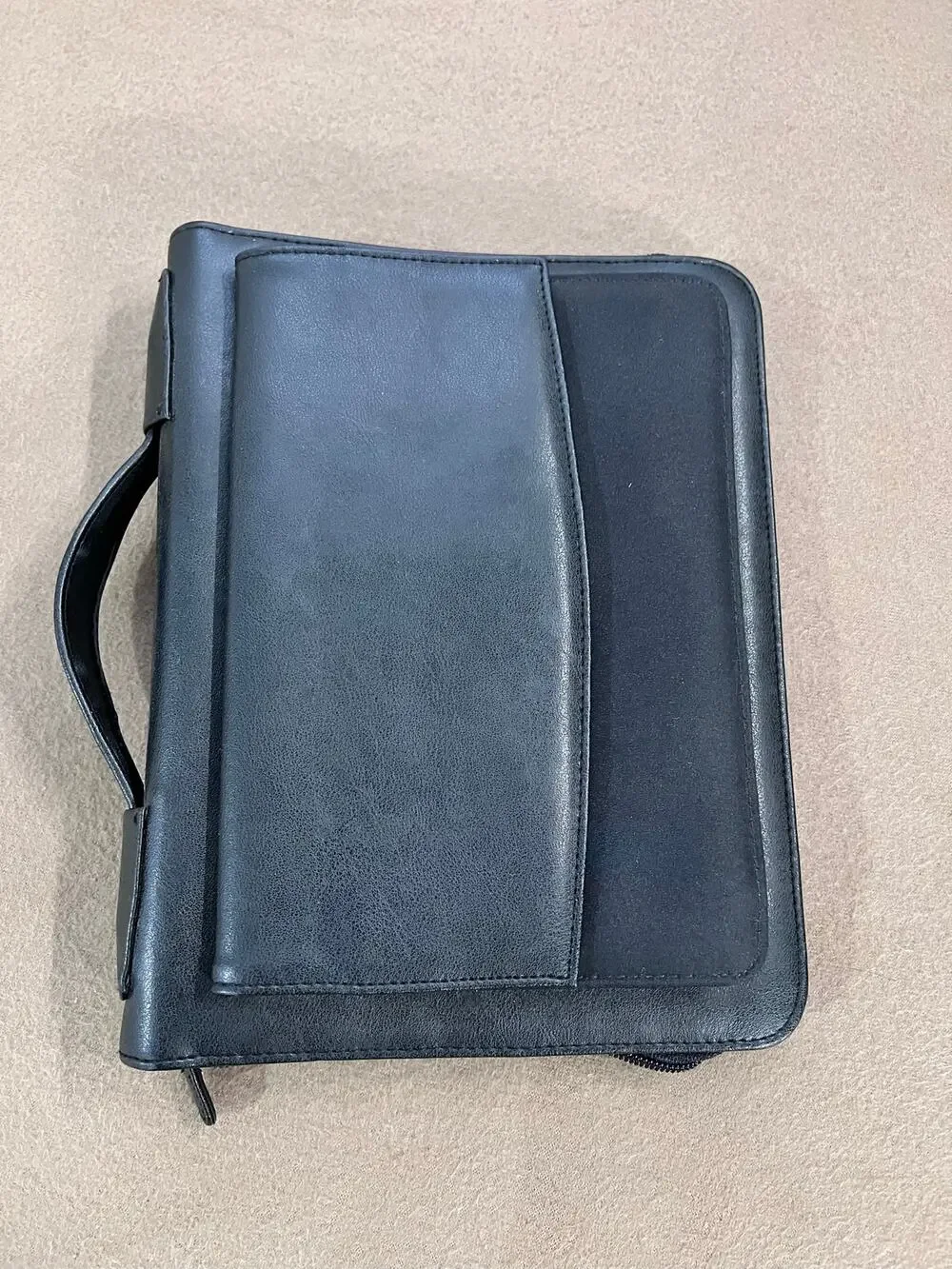 Daytimer Brief Case Style Black Faux Leather & Fabric Zippered Planner Cover